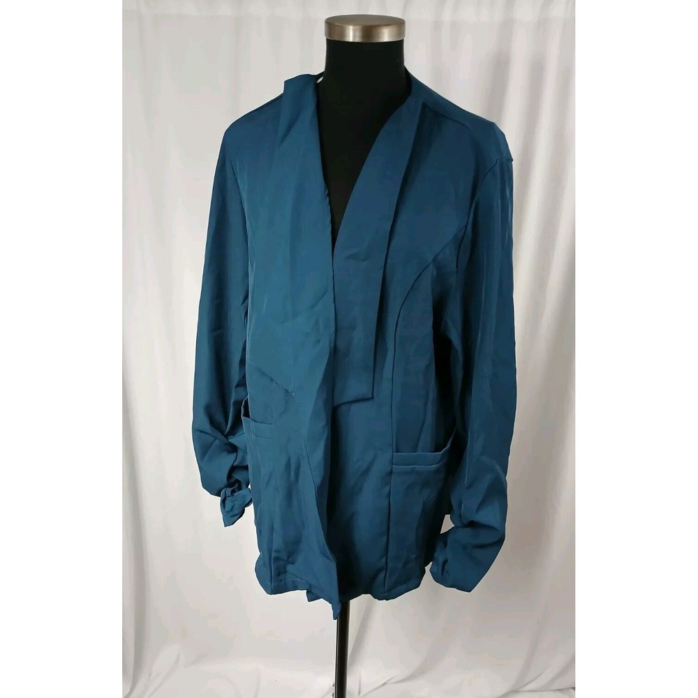 Bloomchic Open Front Runched Sleeve Jacket Green Womens Size 18 20